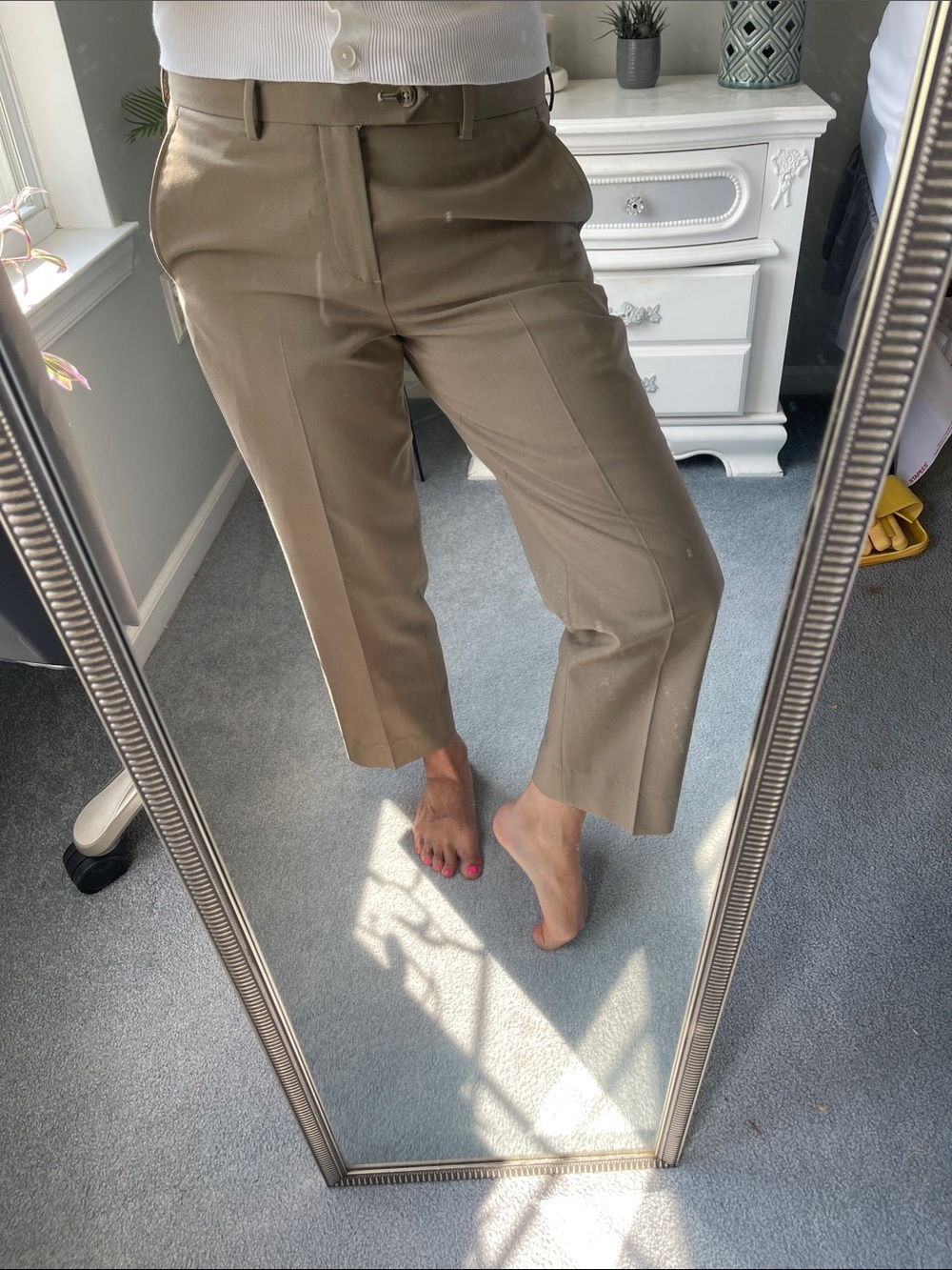 Nordstrom Cropped Wide-Leg Ankle Pants in Khaki